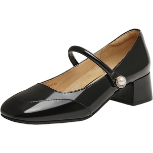 天美意复古红色玛丽珍高跟鞋皮鞋女浅口单鞋子春季新款BK511AQ5