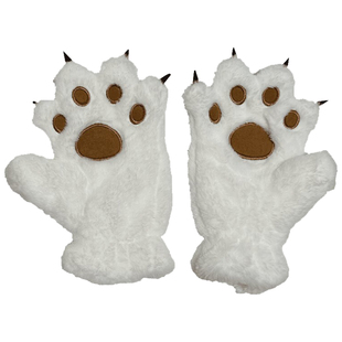 可爱熊掌猫爪毛绒手套卡通女挂脖学生加绒加厚防风保暖骑行冬季潮