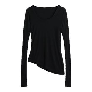 FTT FlyTheTruth『贩卖曲线』简约正肩长袖T恤女秋内搭修身打底衫