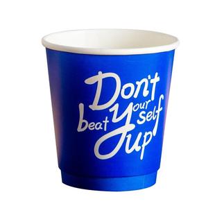 一次性咖啡奶茶杯克莱因蓝320ml双层纸杯冷热饮网红商用带防漏盖