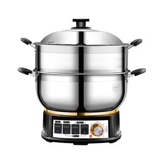 扬子304不锈钢多功能电热锅电炒蒸煮一体式锅万能锅电火锅炒菜锅