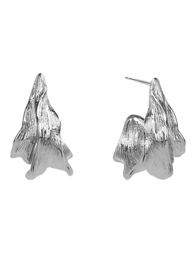 s925银针熔岩褶皱耳钉女金属风