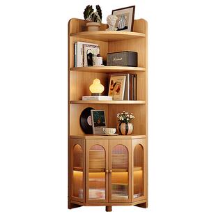 实木转角柜墙角置物架客厅三角柜一体靠墙餐边柜拐角收纳柜子书柜