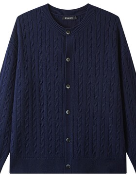gxg.jeans男装 多色绞花毛衣含羊毛休闲保暖针织衫外套男25秋新品