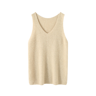 baby小山羊绒V领无袖针织衫背心女极简风修身显瘦软糯打底衫吊带