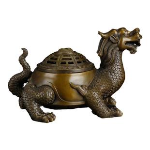 铜艺铺纯铜开盖龙龟摆件办公室龙龟饰品家居饰品铜龙龟工艺品摆件