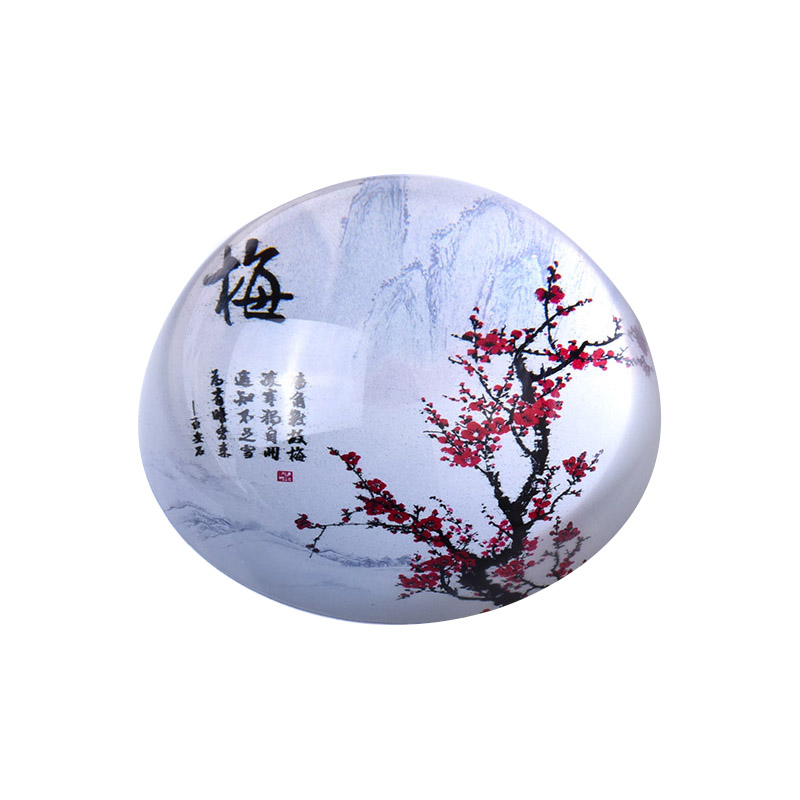 水晶镇纸法梅兰竹菊半球圆形摆件