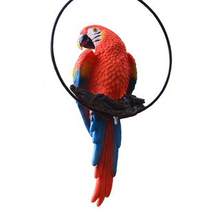 仿真鹦鹉张嘴大嘴鸟白凤头鹦鹉树脂工艺品空中吊件摆件田园林装饰