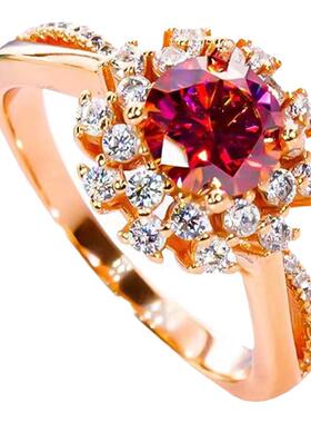 莫桑石复古1克拉扭臂花朵戒指