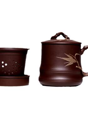 宜兴紫砂带过滤内胆节节高升杯子