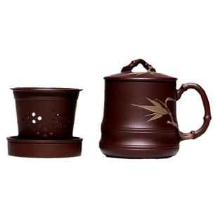 宜兴紫砂杯男女士纯手工泡茶杯子带过滤内胆 紫泥大容量 节节高升