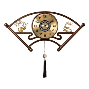 2026新款挂钟客厅轻奢高级感高端挂墙上大气新中式扇形静音时钟表