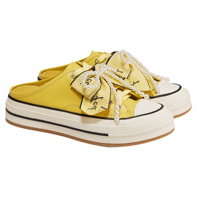 fed串珠穆勒鞋夏季新款女鞋黄色包头拖鞋厚底半拖女S0602-YAC273