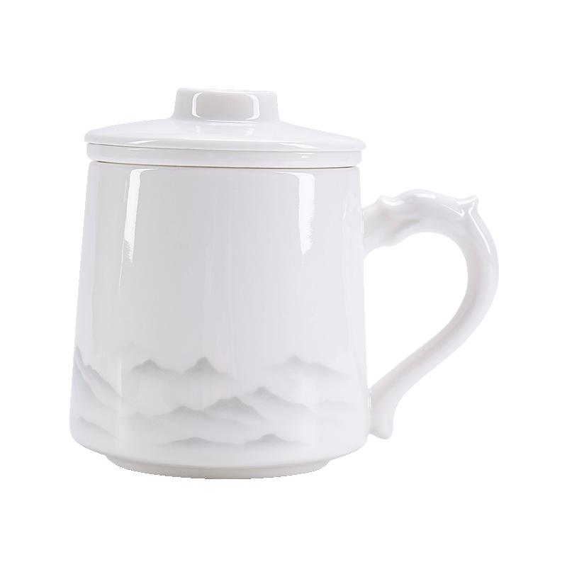 陶瓷茶水分离办公杯带盖家用泡茶中式轻奢马克杯教师节国庆礼盒装