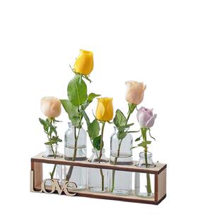 创意网红水培木架容器绿萝植物玻璃花瓶办公室桌面摆件插花瓶装饰