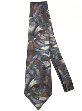 vintage古着孤品中古复古港风提花刺绣花纹衬衫配饰真丝领带H18