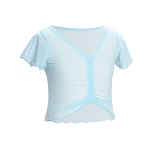 艾舞戈儿童练功服春秋舞蹈服女童网纱上衣外搭芭蕾舞服中国舞罩衣