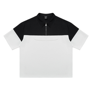 韦恩泽维尔轻熟风大码华夫格polo衫男士夏季胖子宽松拼接半袖8384