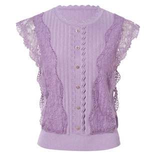 Lakoradior拉珂蒂气质夏季新款通勤修身无袖圆领套头小衫女上衣