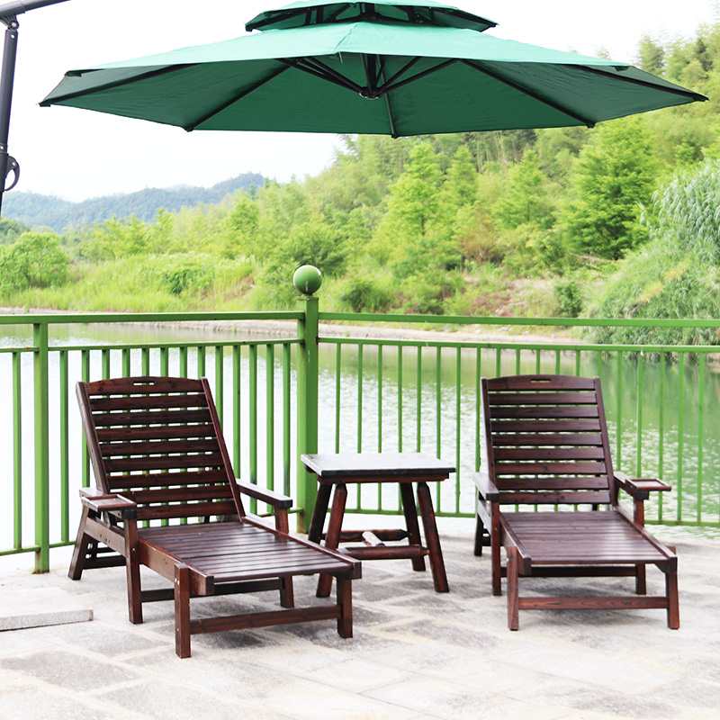 0A碳化防腐实木海边沙滩椅休闲躺椅睡椅阳台午休椅子折叠靠背家居