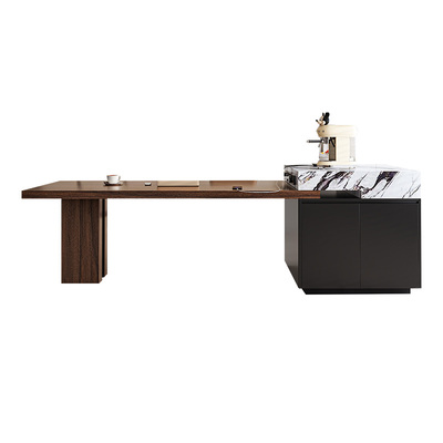 意式极简伸缩岛台餐桌一体可定制岩板家用大小户型高端中岛台倒台