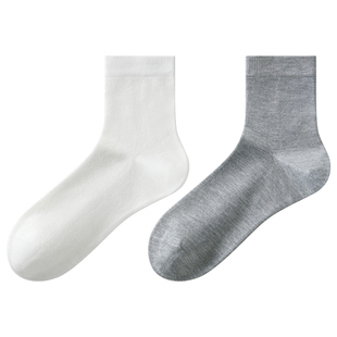 桑蚕丝袜子男款夏季薄款防臭7A抗菌中筒吸汗透气黑色男士商务棉袜