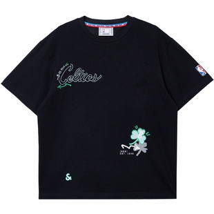 【NBA联名款】杰克琼斯男装春夏撞色短袖T恤纯棉宽松打底凯尔特人