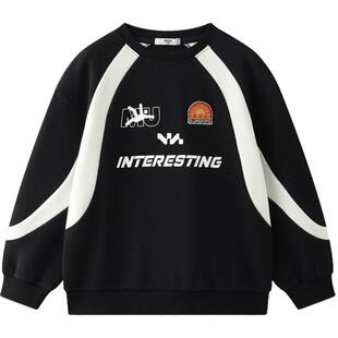 清仓MQD童装男童女童卫衣春季新款撞色拼块宽松落肩休闲上衣