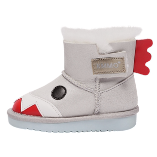 KMMO儿童鞋雪地靴皮毛一体2025新款男童宝宝加厚加绒冬季女童棉鞋