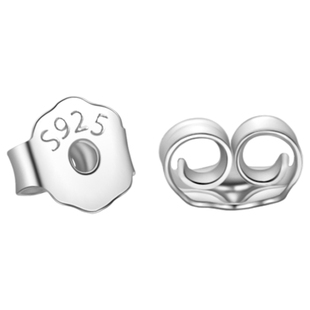 925纯银耳堵蝴蝶扣防掉超紧耳塞耳钉后塞硅胶耳堵镀18k金耳饰配件