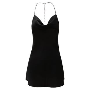 性感睡衣女夏天冰丝绸薄款纯欲风高级感粉色大露背吊带睡裙春秋季