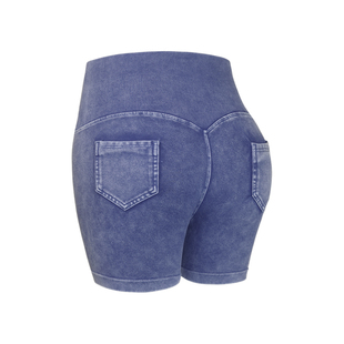 RESHAPE/重塑之路 水洗很牛仔短裤高弹收腹显臀高腰运动紧身短裤