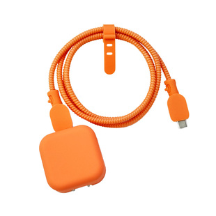 适用于苹果17promax充电器保护套苹果40w快充头套硅橙色苹果17Pro数据线保护套耳机缠线苹果17防摔抗震保护套