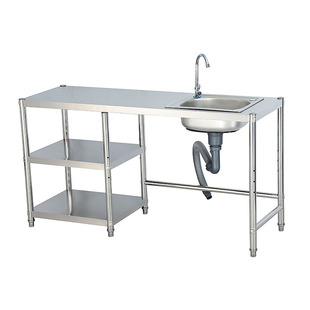 厨房不锈钢水槽台面一体单槽厨房洗菜盆洗碗水池煤气罐灶台置物架