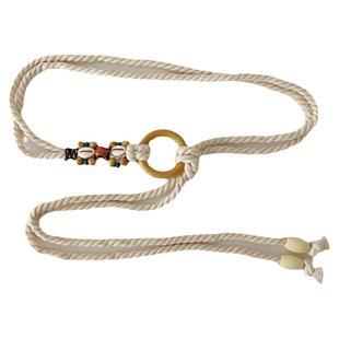 民族风波西米亚米白色编织麻绳腰带女夏季百搭个性装饰腰封女士细