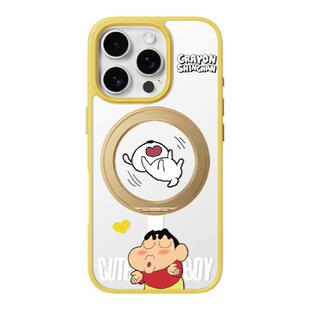 ROCK适用苹果17ProMax磁吸旋立支架手机壳新款iPhone16Pro支点壳卡通可爱蜡笔小新个性创意高级15保护套情侣