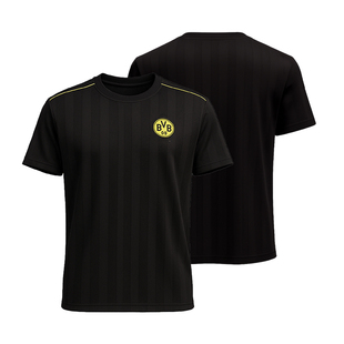 【官方正版】多特蒙德足球俱乐部 | 黑色暗纹T恤圆领黄色基础短袖