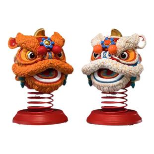 铜师傅欢喜小将吉祥如意醒狮 弹簧摇头创意摆件国潮手办 创意礼物