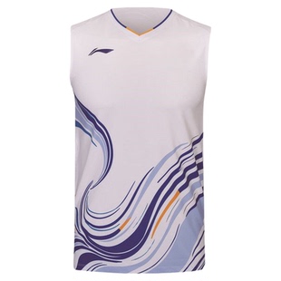 李宁羽毛球服国青队大赛服无袖背心透气速干男款运动上衣AVSW027