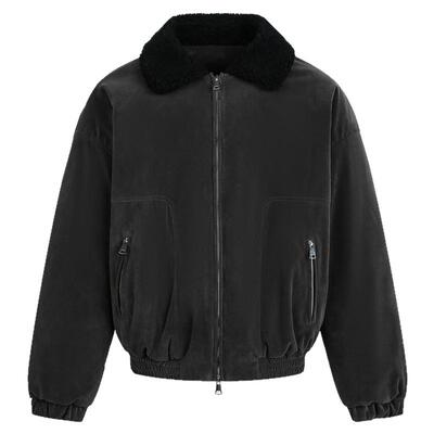 拼接灯芯绒翻领宽松棉服外套