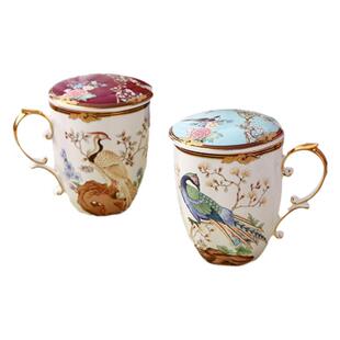 高颜值办公室骨瓷马克杯对杯陶瓷杯伴手礼物情侣盖杯家用喝水杯子