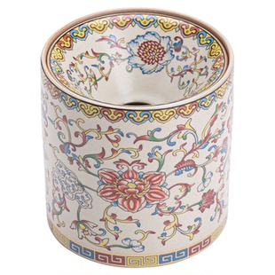 汝窑缠枝莲漏斗式烟灰缸高级感大号带盖家用客厅办公室防飞灰烟盅