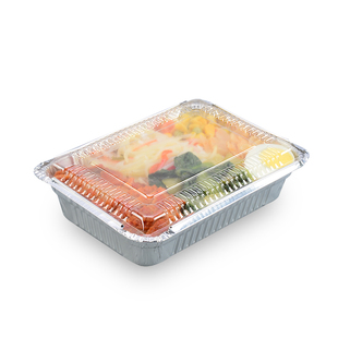 一次性锡纸盒烧烤长方形带盖子透明打包锡箔纸饭盒圆形塑料碗餐盒