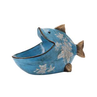 创意家居装饰品入户玄关收纳摆件进门口放钥匙的收纳盒大嘴鱼古风