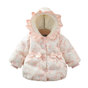 女宝宝羽绒棉服冬季外出加厚加绒婴儿童棉袄一岁女童外套冬装棉衣