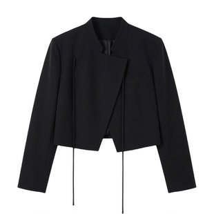 【典雅自持】短款外套女款26春季新款新中式交叠门襟垫肩提花上衣