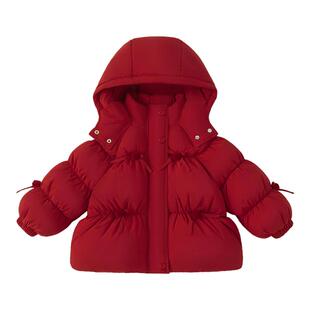 女童羽绒服红色儿童羽绒服冬季新款过年宝宝羽绒服女孩新年童装潮