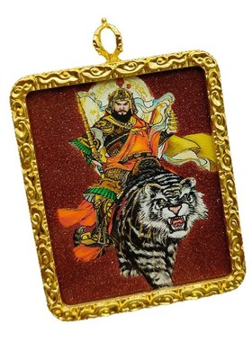 道家唐卡朱砂吊坠张天师方形