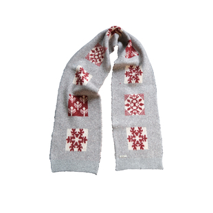 远家 糯米绒圣诞围巾防寒百搭保暖针织提花礼物围脖 冬新Y-609限