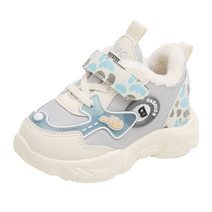 儿童加绒鞋子2023新款冬季女童运动鞋加厚保暖二棉男童冬款宝宝鞋